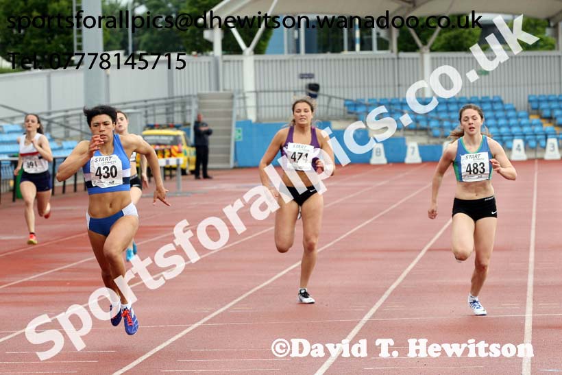 Womens under-20s 200 metres, Northern Championships, Sport City, Manchester. Photo: David T. Hewitson/Sports for All Pics